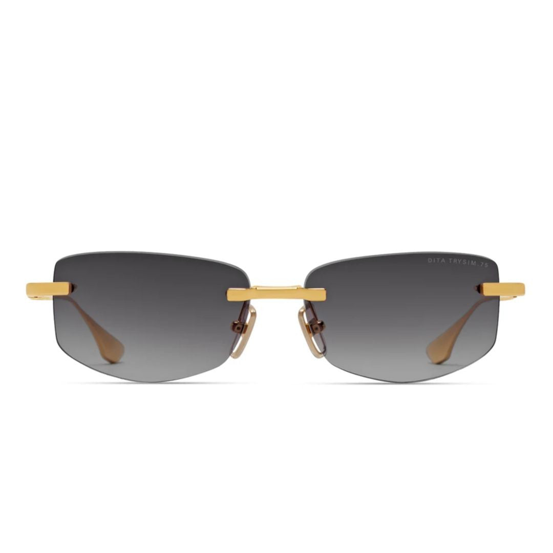 Dita Trysim.75 Rimless Rectangular Sunglasses With Gold-Tone Accents
