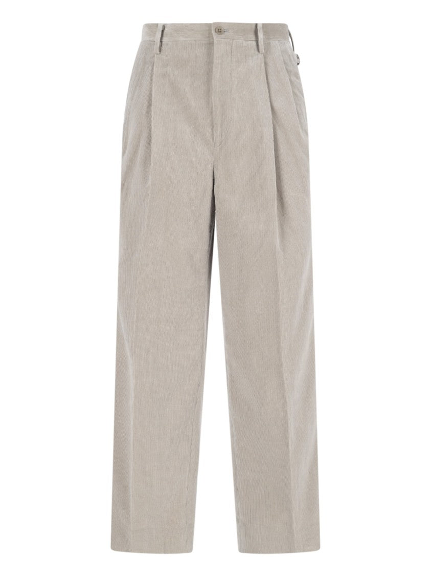 Kaptain Sunshine Cream Ribbed Mid-Rise Corduroy Trousers