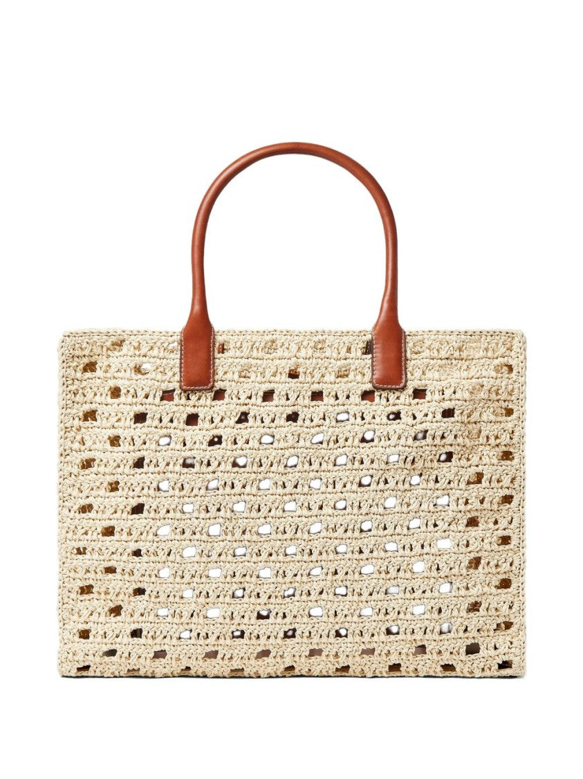 Versace Beige Woven Gold-Tone Tote Bag