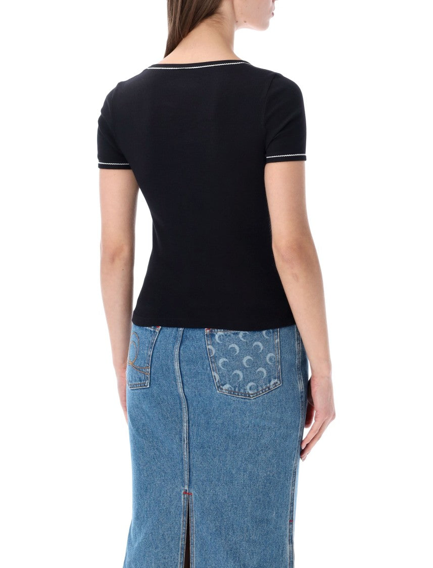 Marine Serre Light Ribbed Squareneck T-Shirt
