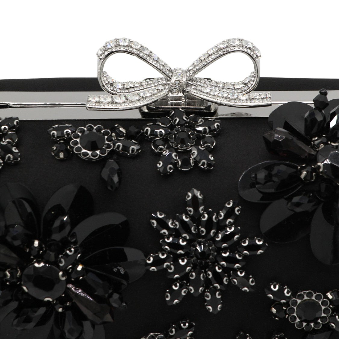 Self-Portrait Rounded Rectangular Clutch Bag With Floral Embellishments