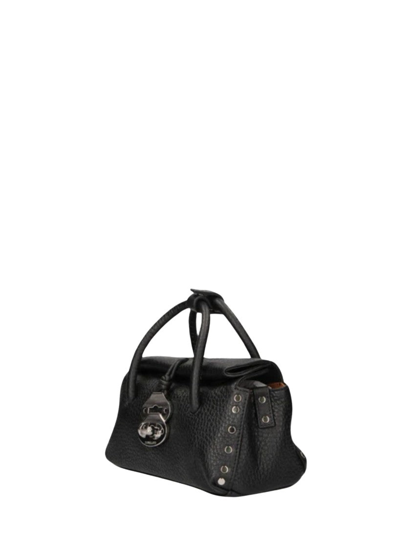 Zanellato Black Textured Finish Leather Top Handle Bag