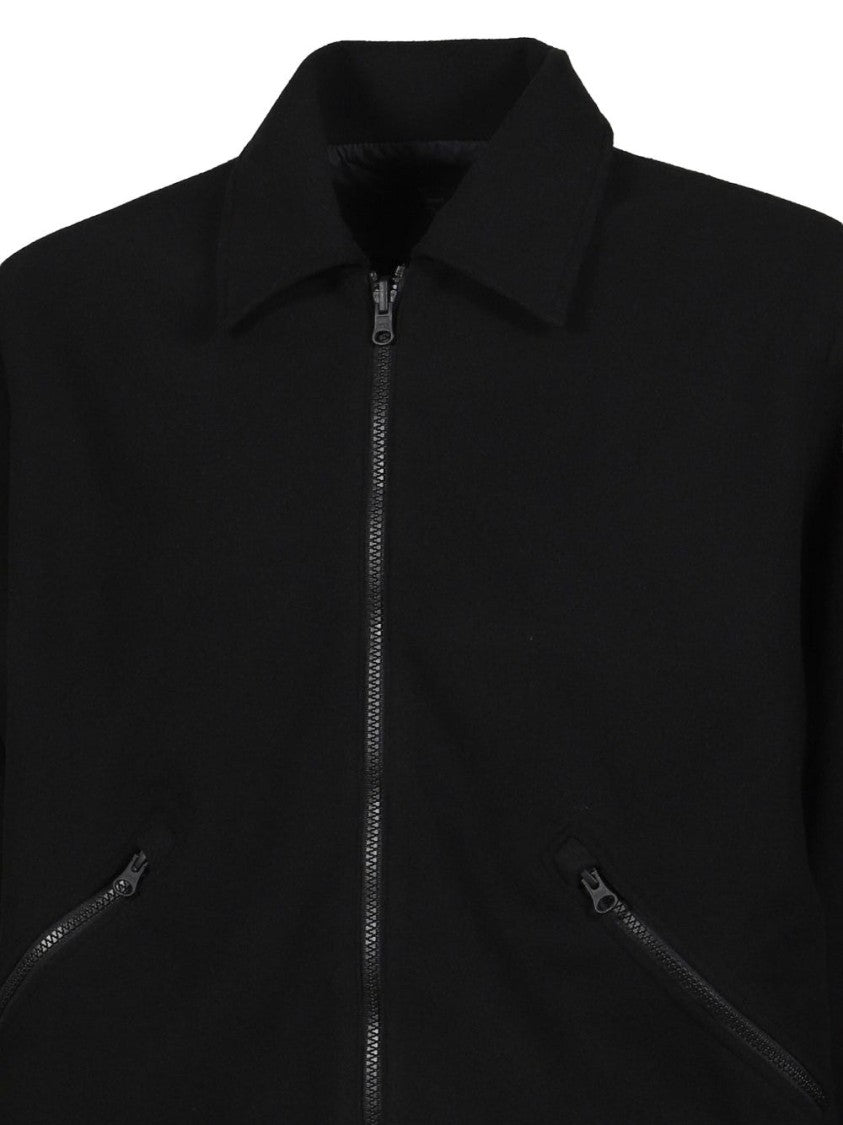Gr10k Minimalistic Black Jacket With Zip Fastening And Turn-Down Collar