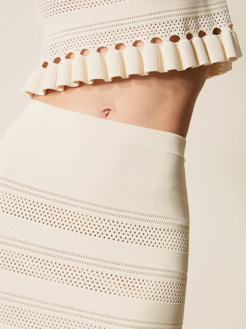 Twin-Set Knit Skirt With Punched Detailing
