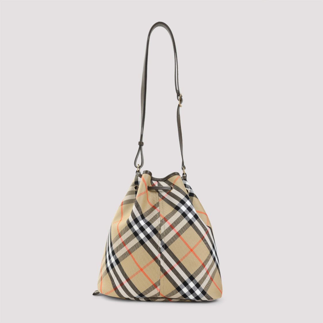 Burberry Sand Beige Cotton Drawstring Bucket Shoulder Bag