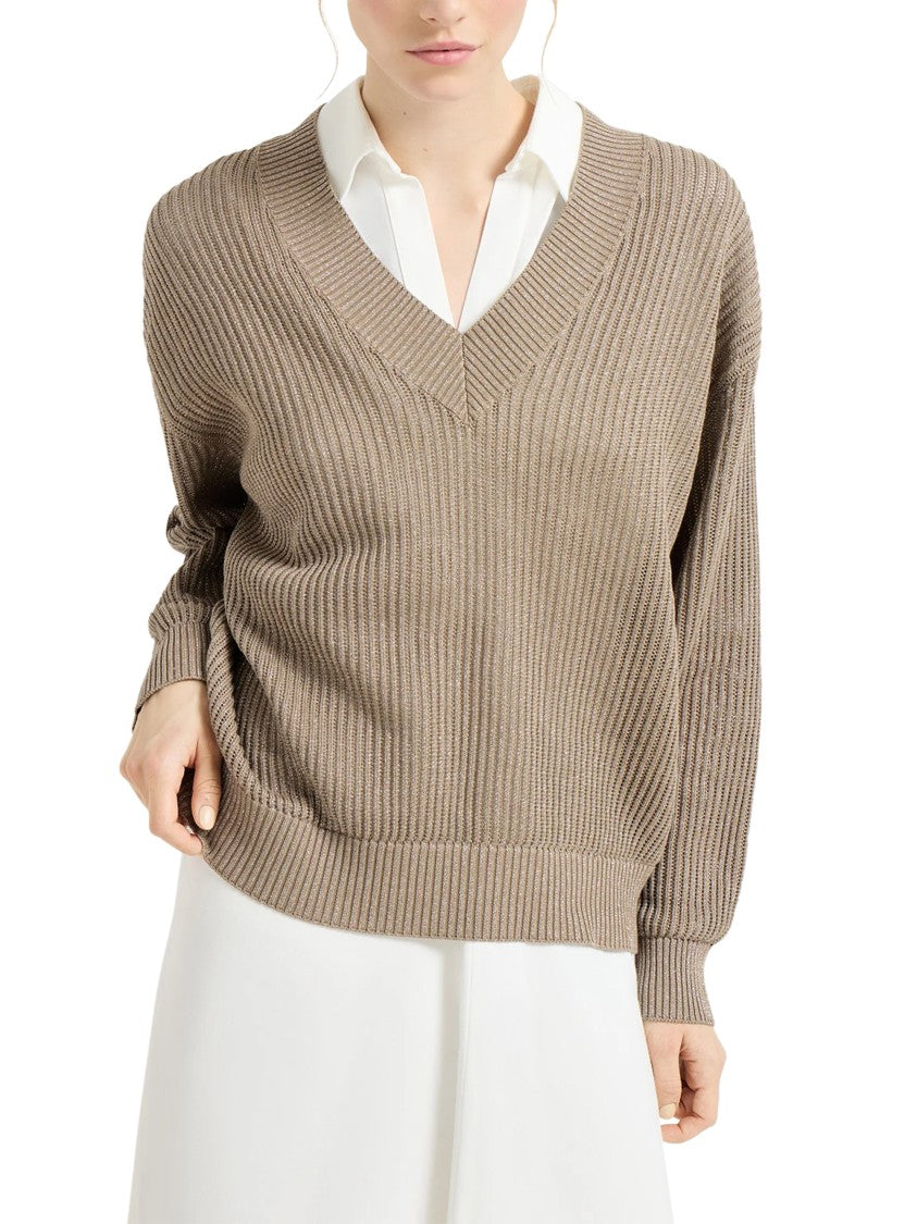 Brunello Cucinelli Deep V-Neck Relaxed Fit Sweater