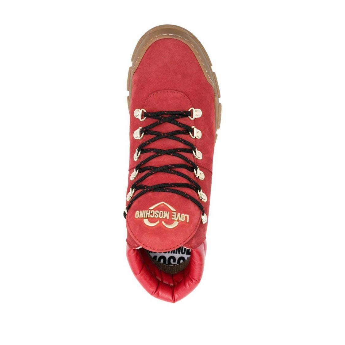Love Moschino Pink Bold Rugged Rubber Sole Leather Boots