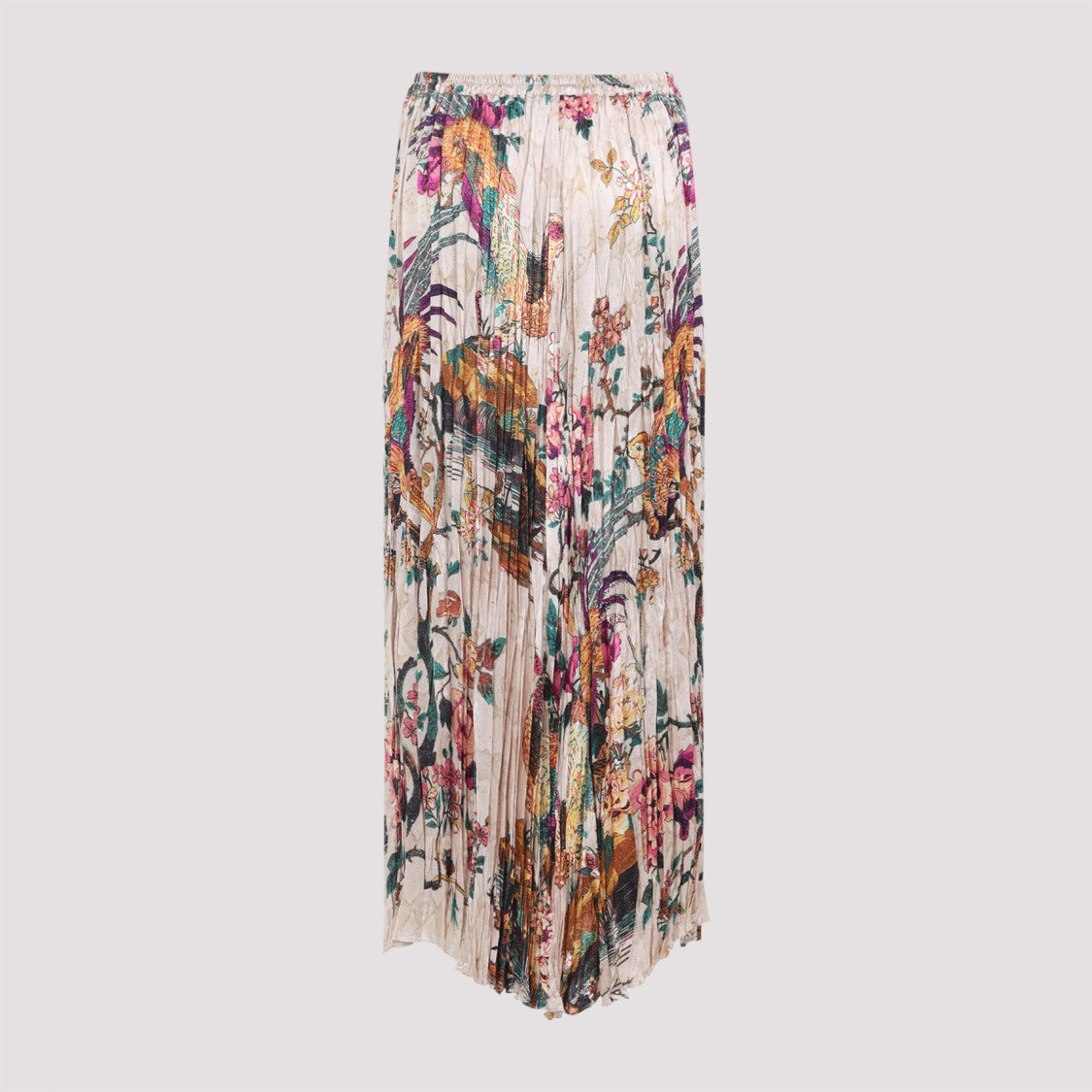 Roberto Cavalli Beige Silk Midi Skirt