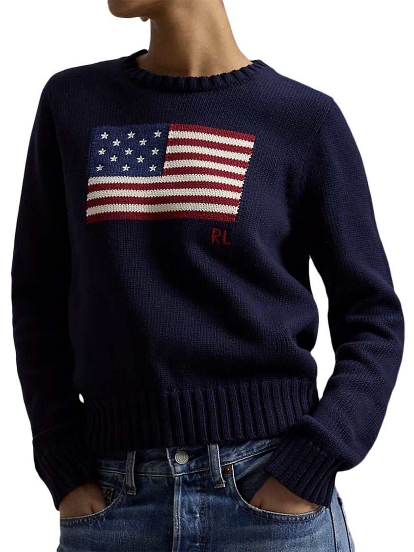 Polo Ralph Lauren Flag Cable Knit Cotton Pullover Sweater