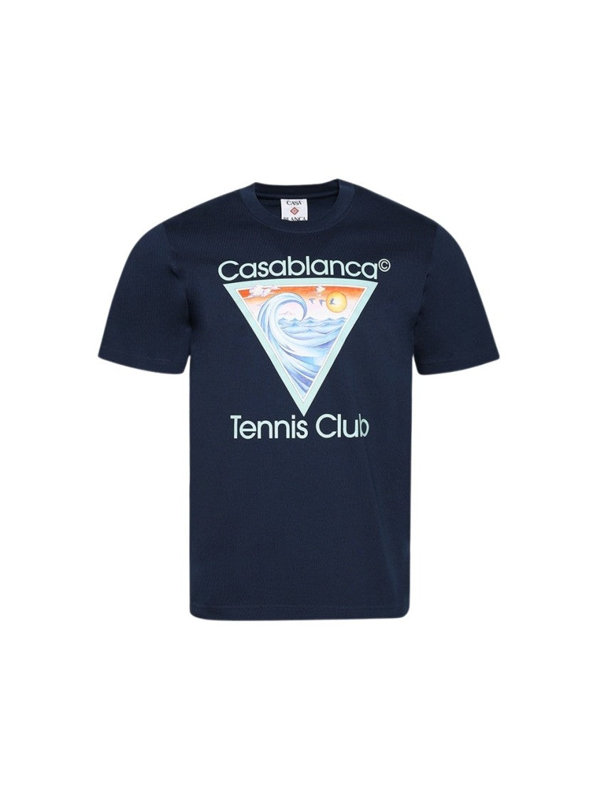 Casablanca Tennis Club Icon Printed Tee Blue
