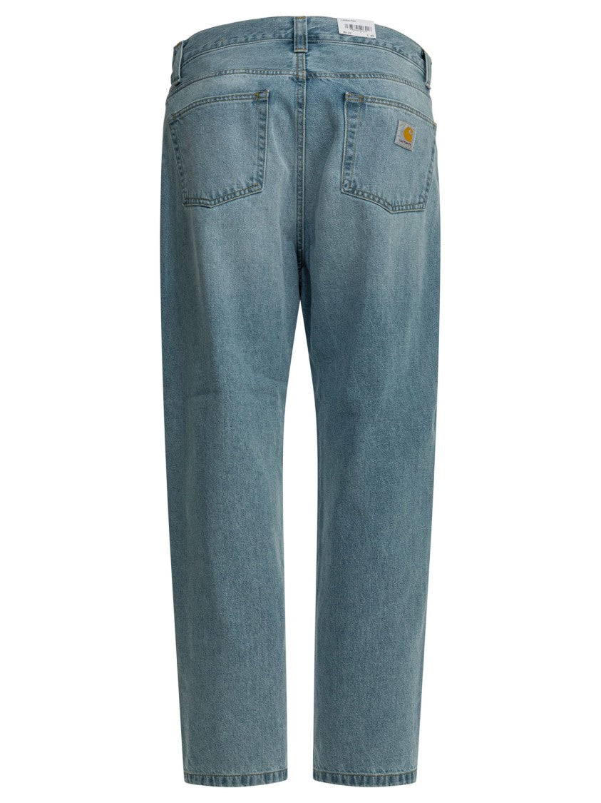 Carhartt Wip Light Blue Straight-Leg 100% Cotton Jeans With Five-Pocket Design