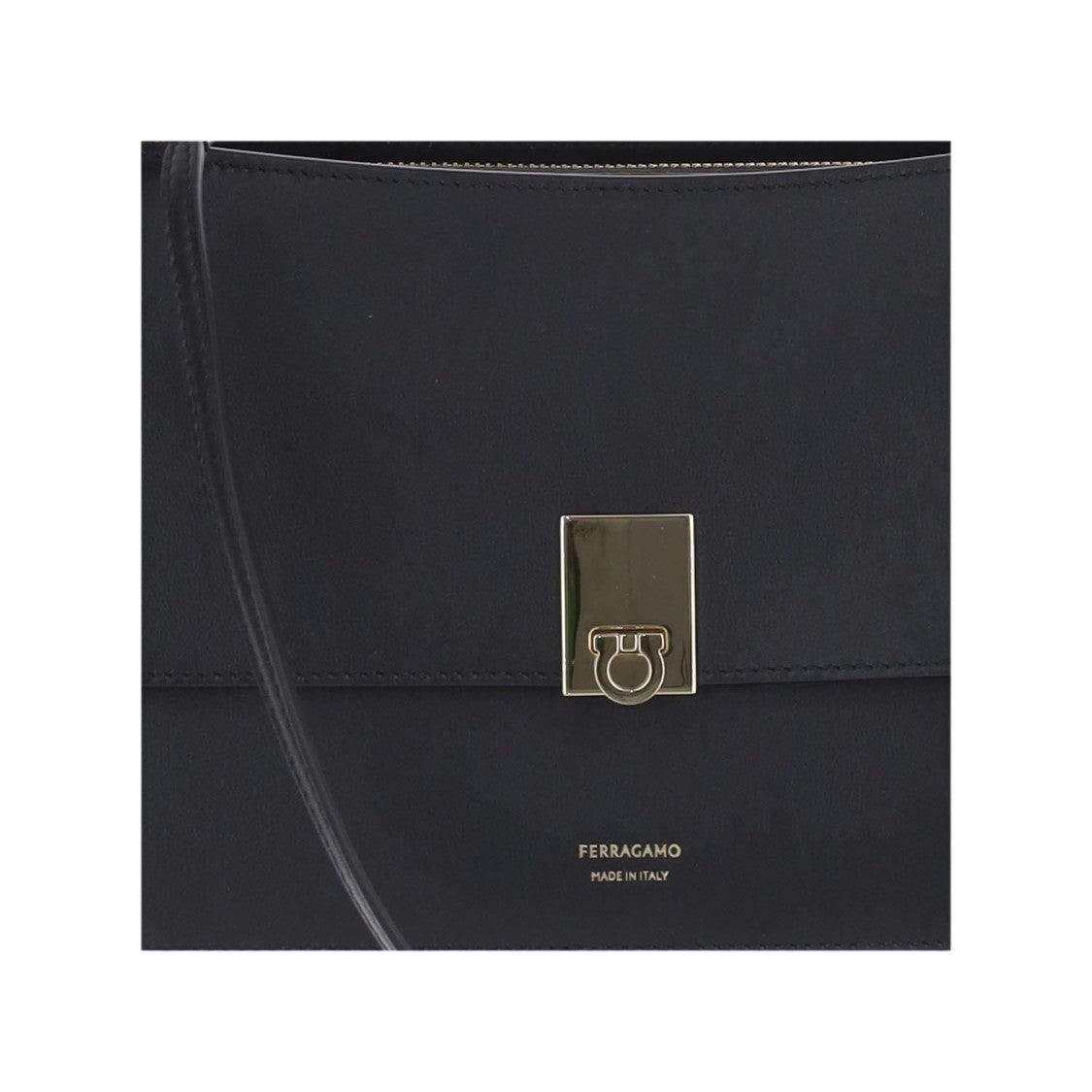 Salvatore Ferragamo Rectangular Black Leather Shoulder Bag With Adjustable Handle