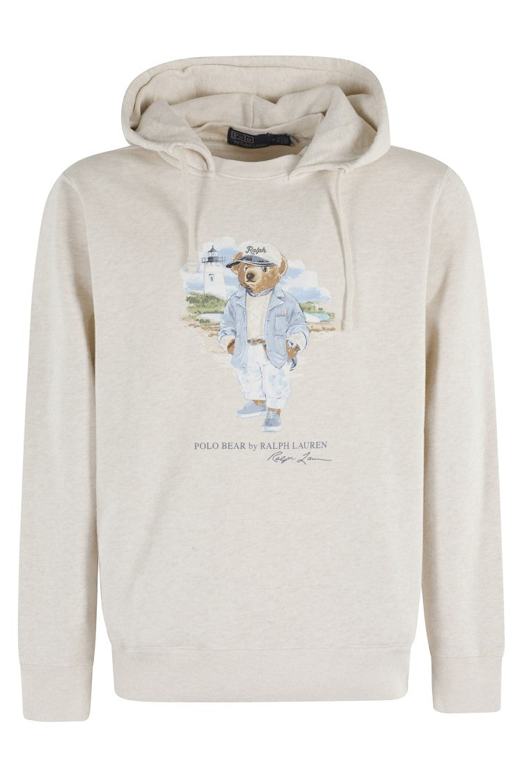 Polo Ralph Lauren Bear Graphic Long Sleeve Sweatshirt With Drawstring Hood