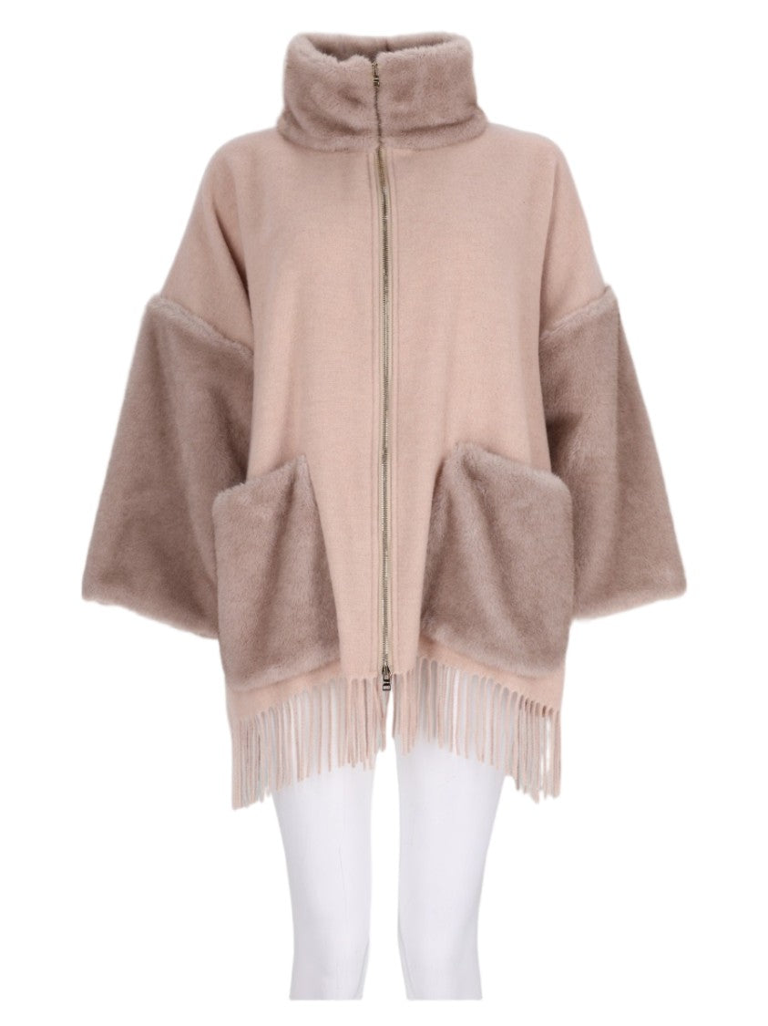 Herno White Plush High-Collar Wool-Cashmere Jacket
