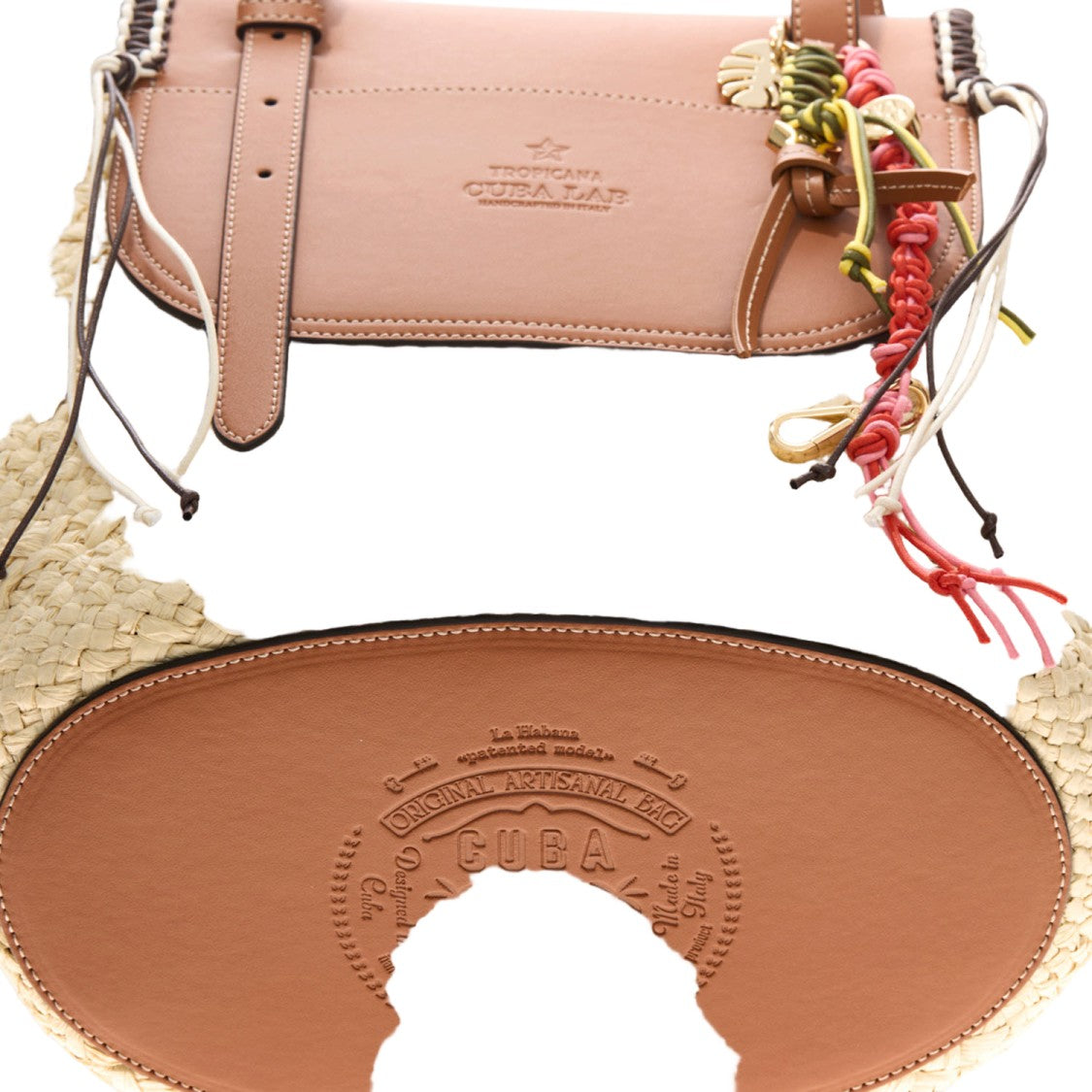 Cuba Lab Tropicana Leather And Rafia Bag