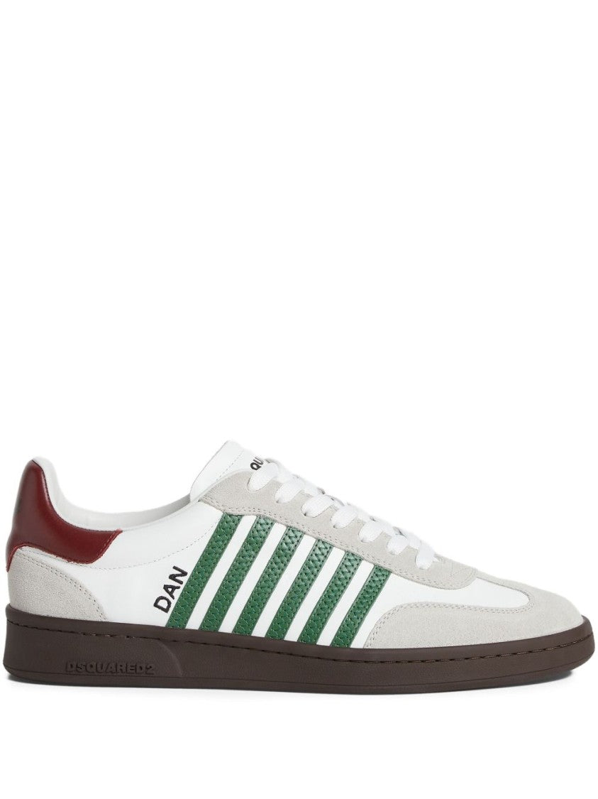 Dsquared2 White Leather Sneakers With Side Stripe Detailing