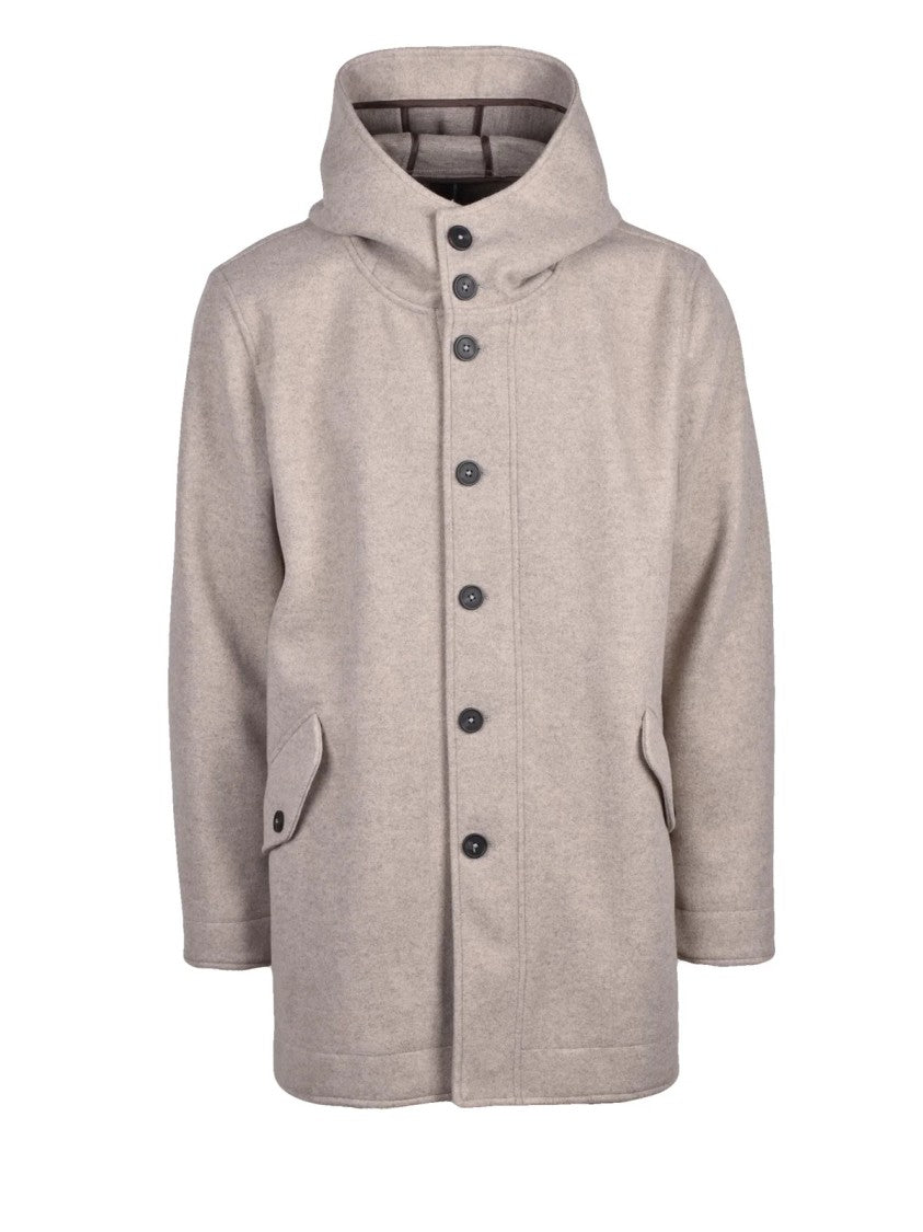 Hamaki-Ho Functional Beige Parka With High Collar And Dual Closure