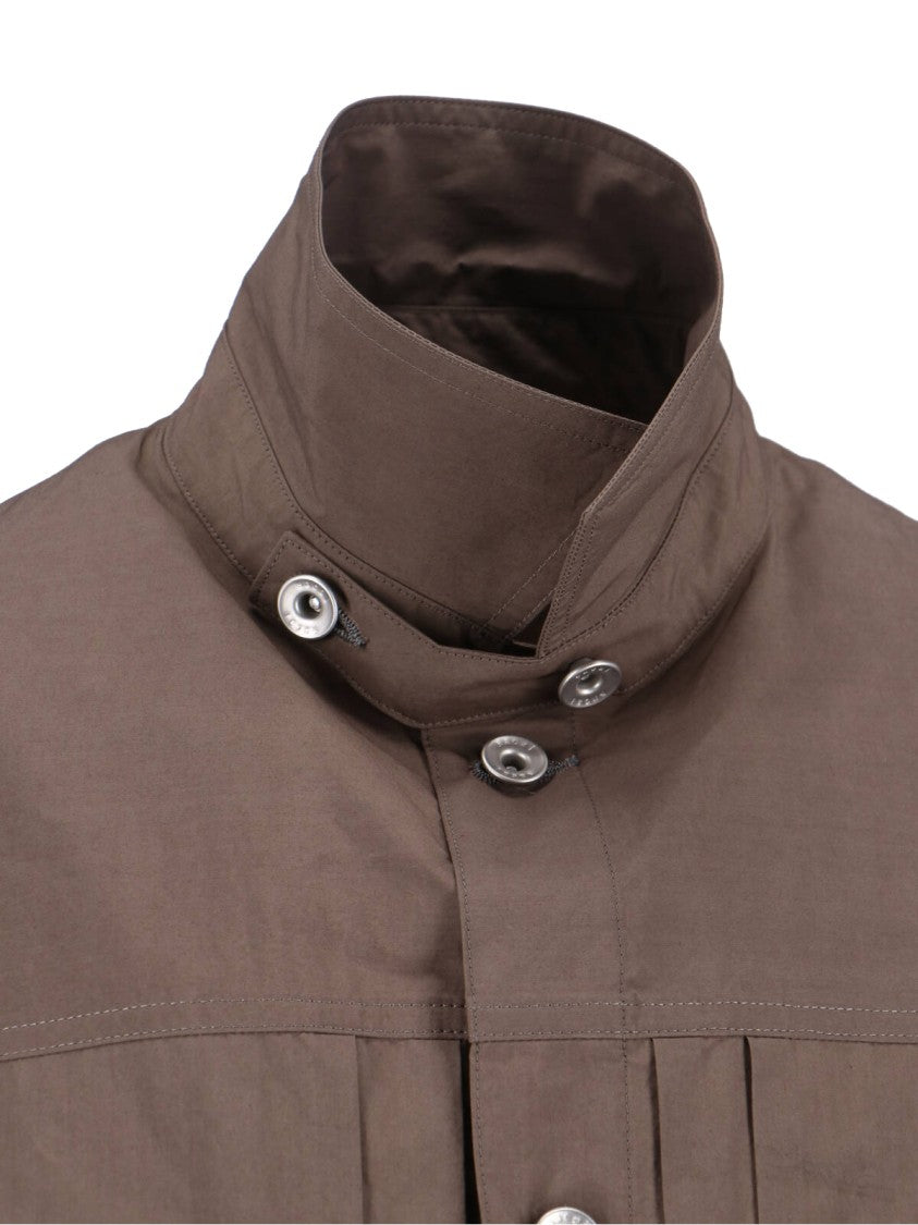 Sacai Layered Beige Jacket With Dynamic Textures