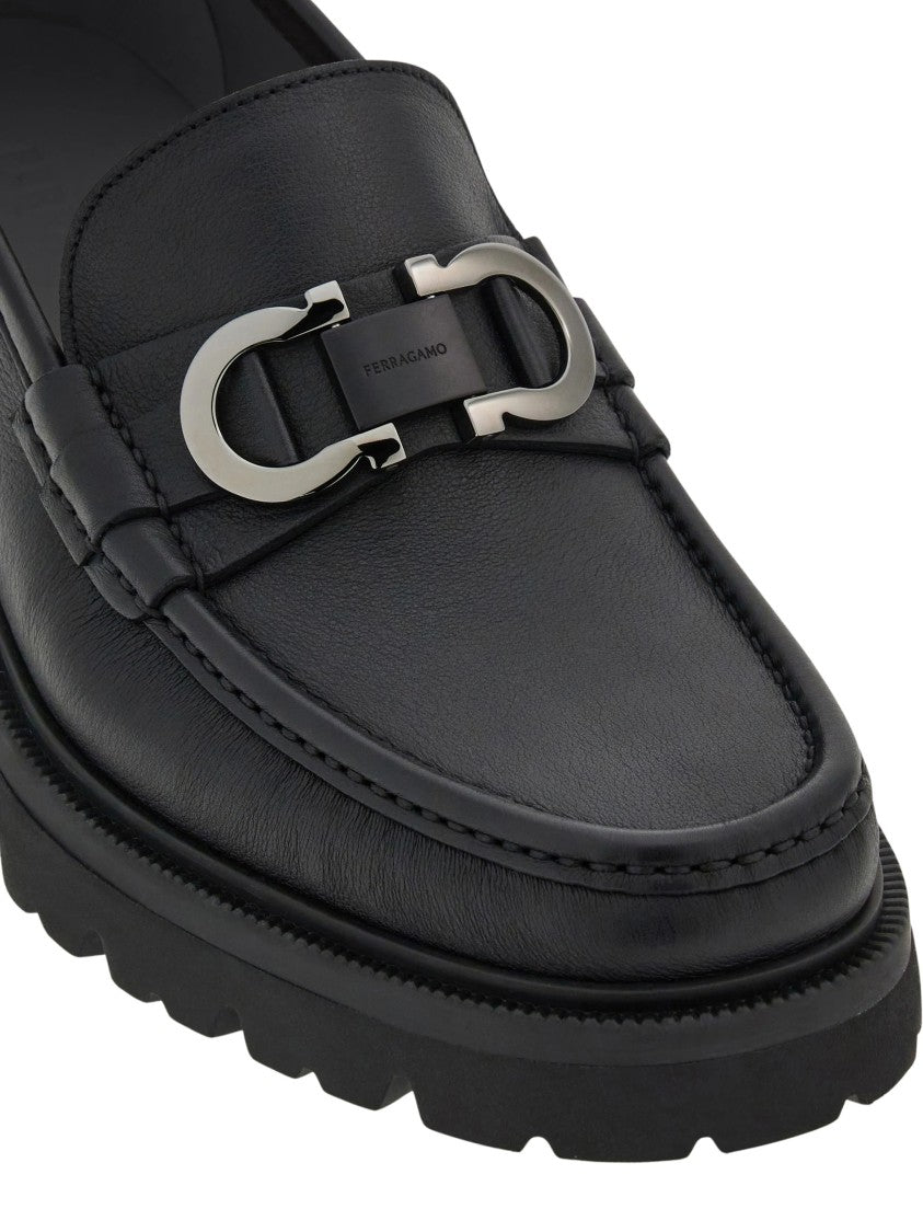 Ferragamo Chunky Rubber Sole Smooth Leather Cocoon Loafers