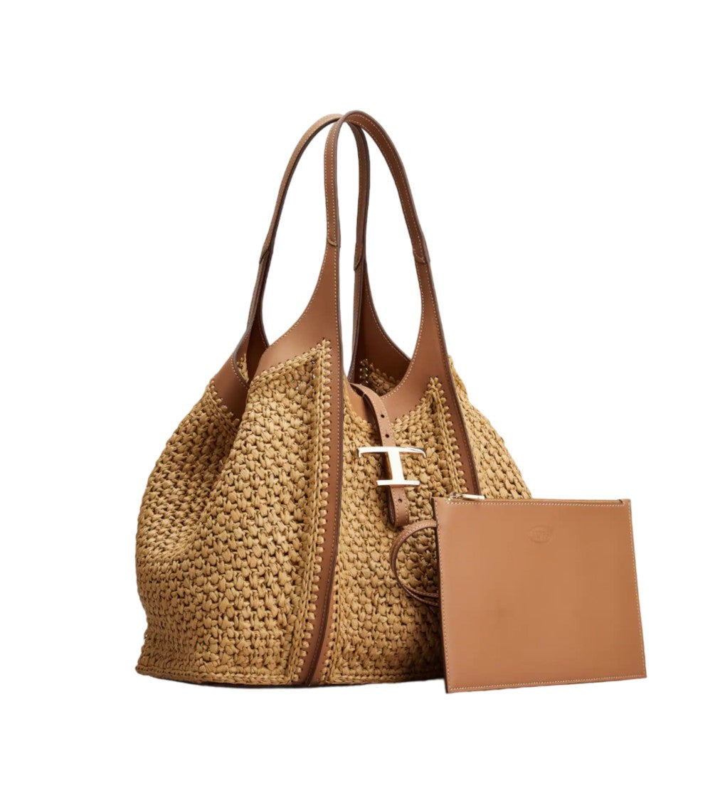 Tod's Yellow T Timeless Rattan Handbag