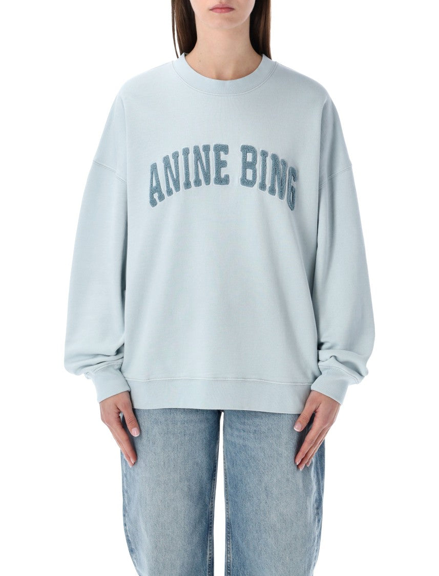 Anine Bing Miles Light Blue Cotton Sweatshirt