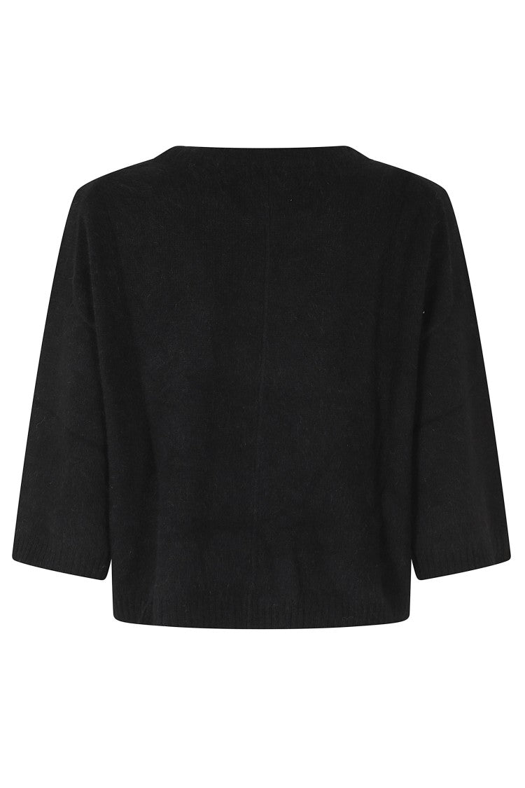 Loulou De Saison Azali Black Wool-Yak Boxy Crewneck Sweater