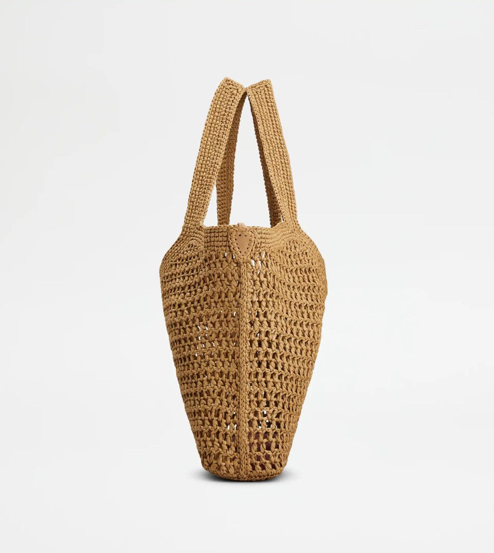 Tod's Medium Woven Tote Bag With Leather Logo Patch