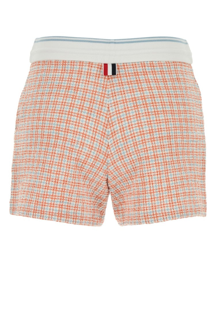 Thom Browne Textured Plaid Women's Shorts With Drawstring Waistband