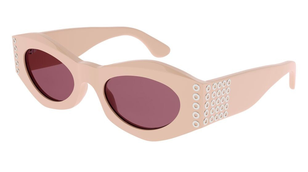 Azzedine Alaïa Pink Silver Eyelets Oversized Cat-Eye Sunglasses