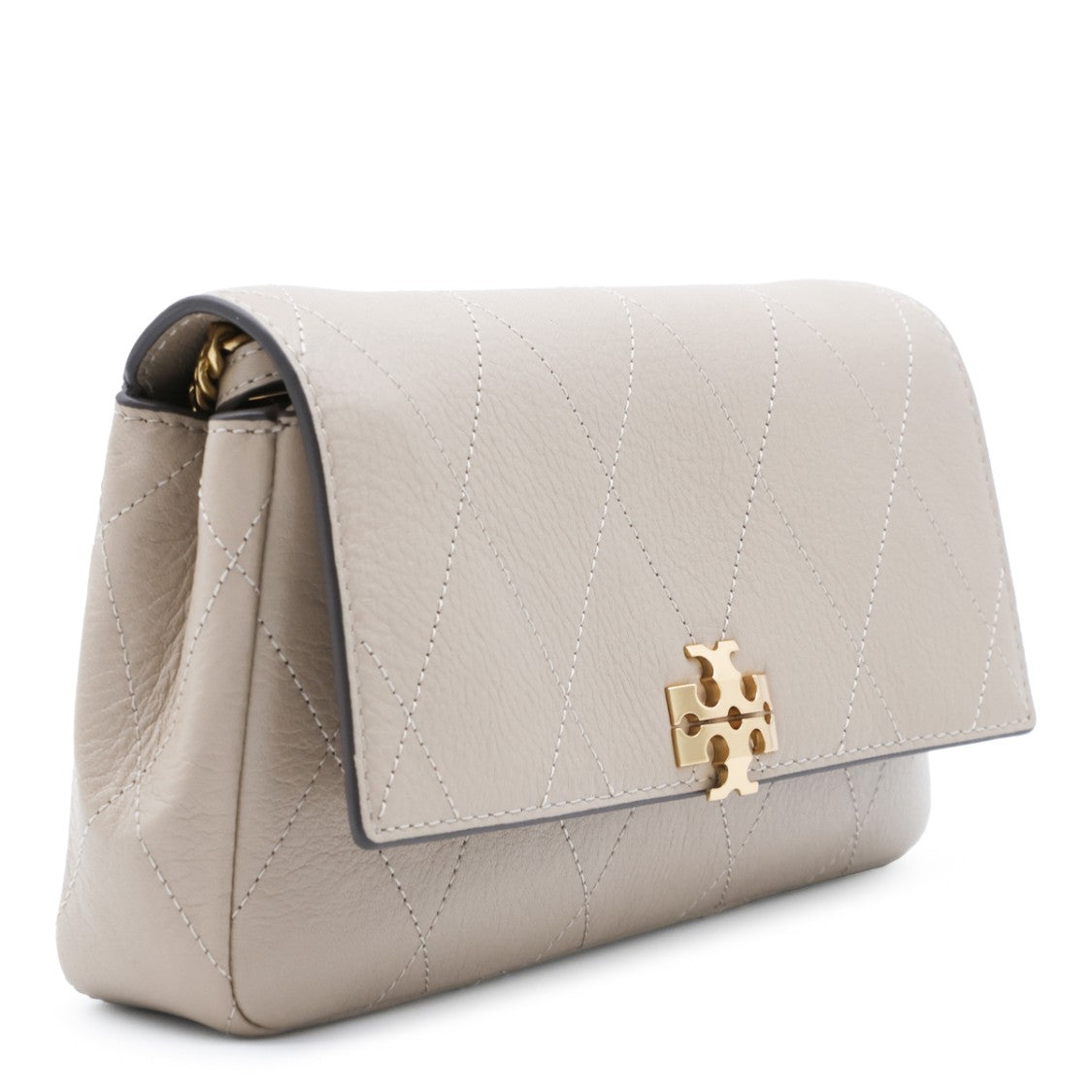 Tory Burch Quilted Cement Leather Charlie Shoulder Bag