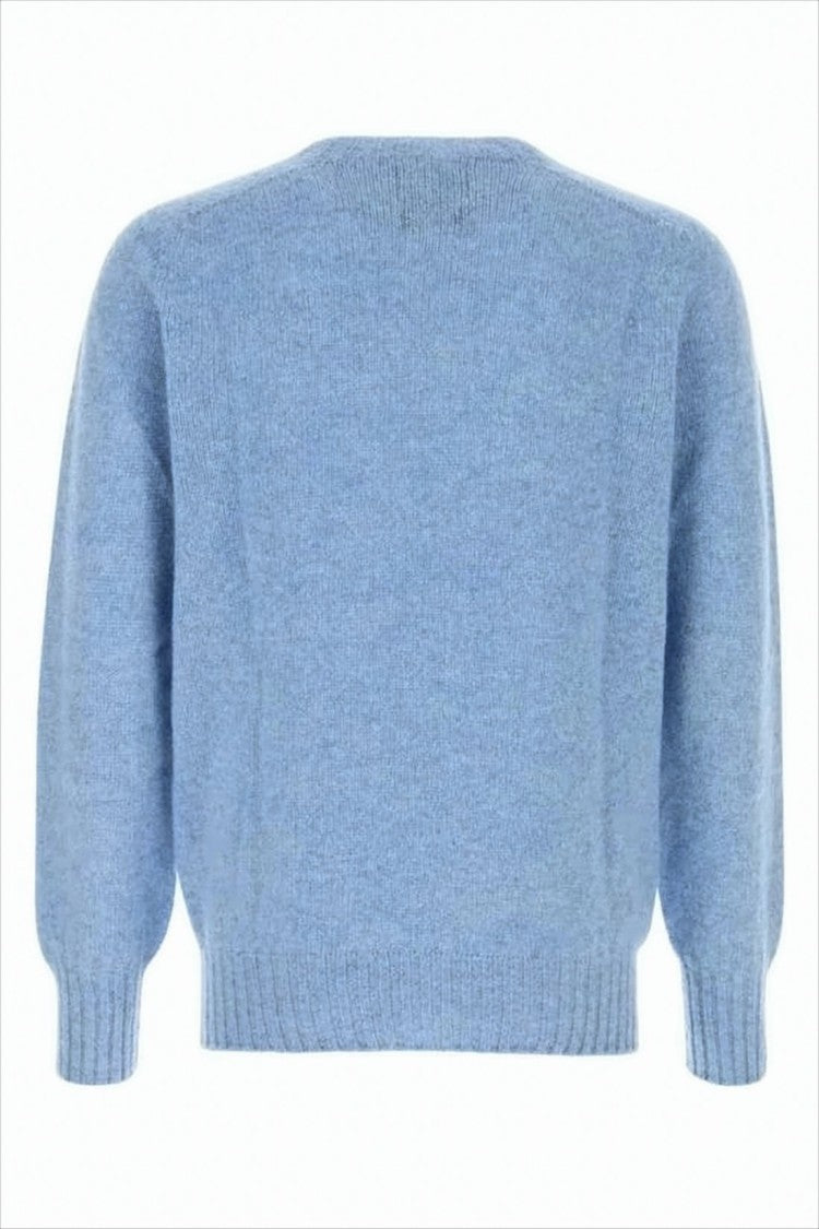 Howlin Light Blue Relaxed Fit Wool Sweater With Classic Crew Neck