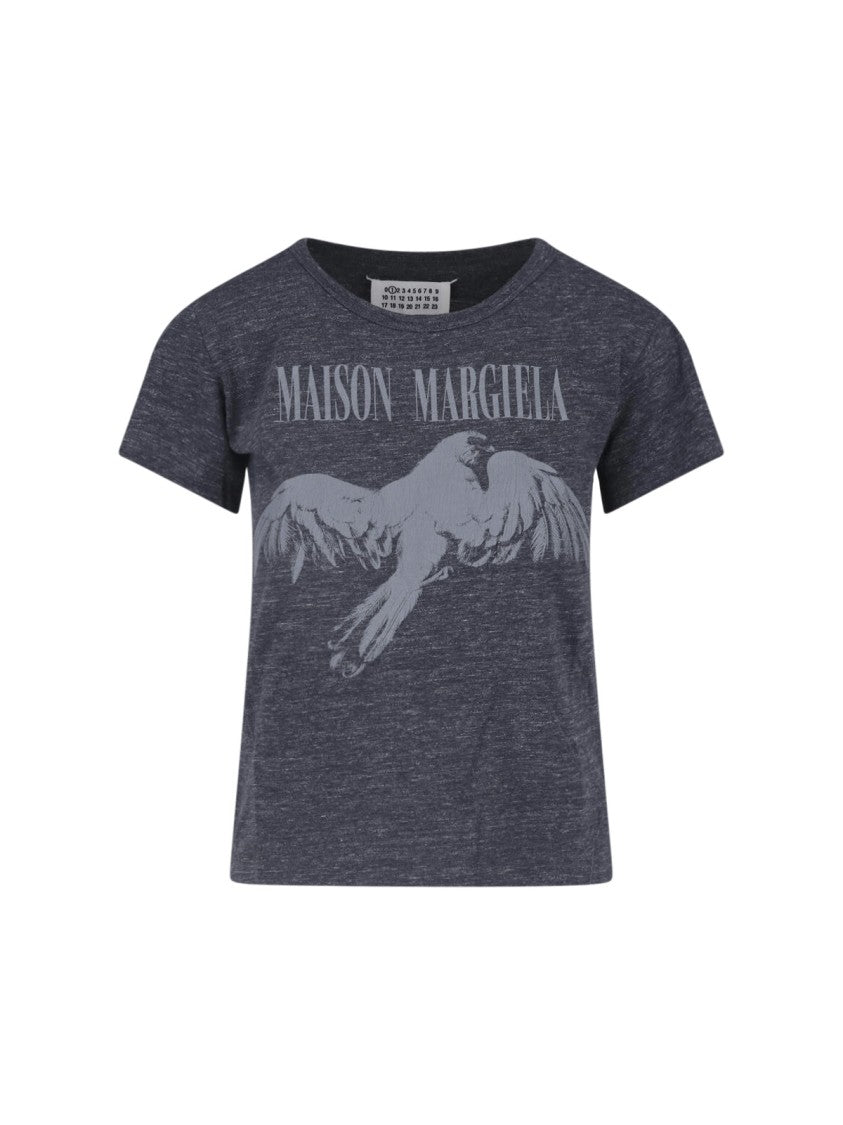 Maison Margiela Graphic Bird Print T-Shirt With Embroidered Detail