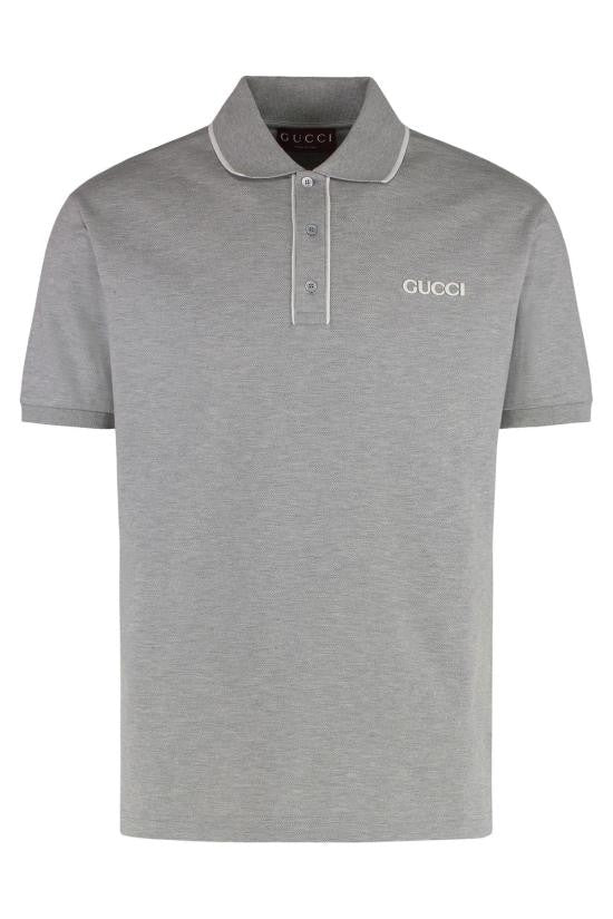 Gucci Grey Polo Shirt With Collared Neckline