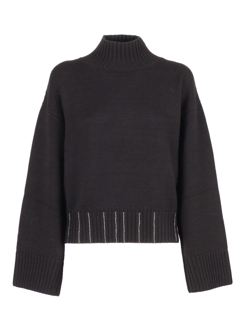 Fabiana Filippi Cropped Turtleneck Sweater In Fine Merino Wool
