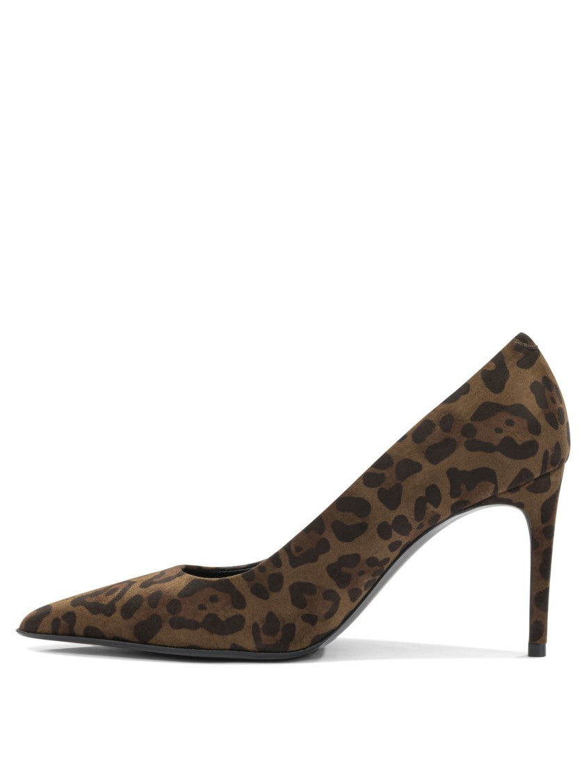 Sergio Levantesi Pointed Toe Brown Suede Pumps With Leopard Print Detail