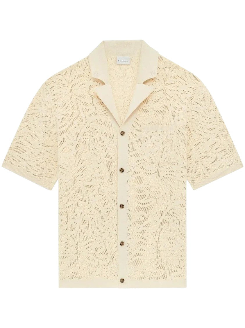Drôle De Monsieur Short-Sleeved Lace Knit Shirt With Classic Collar