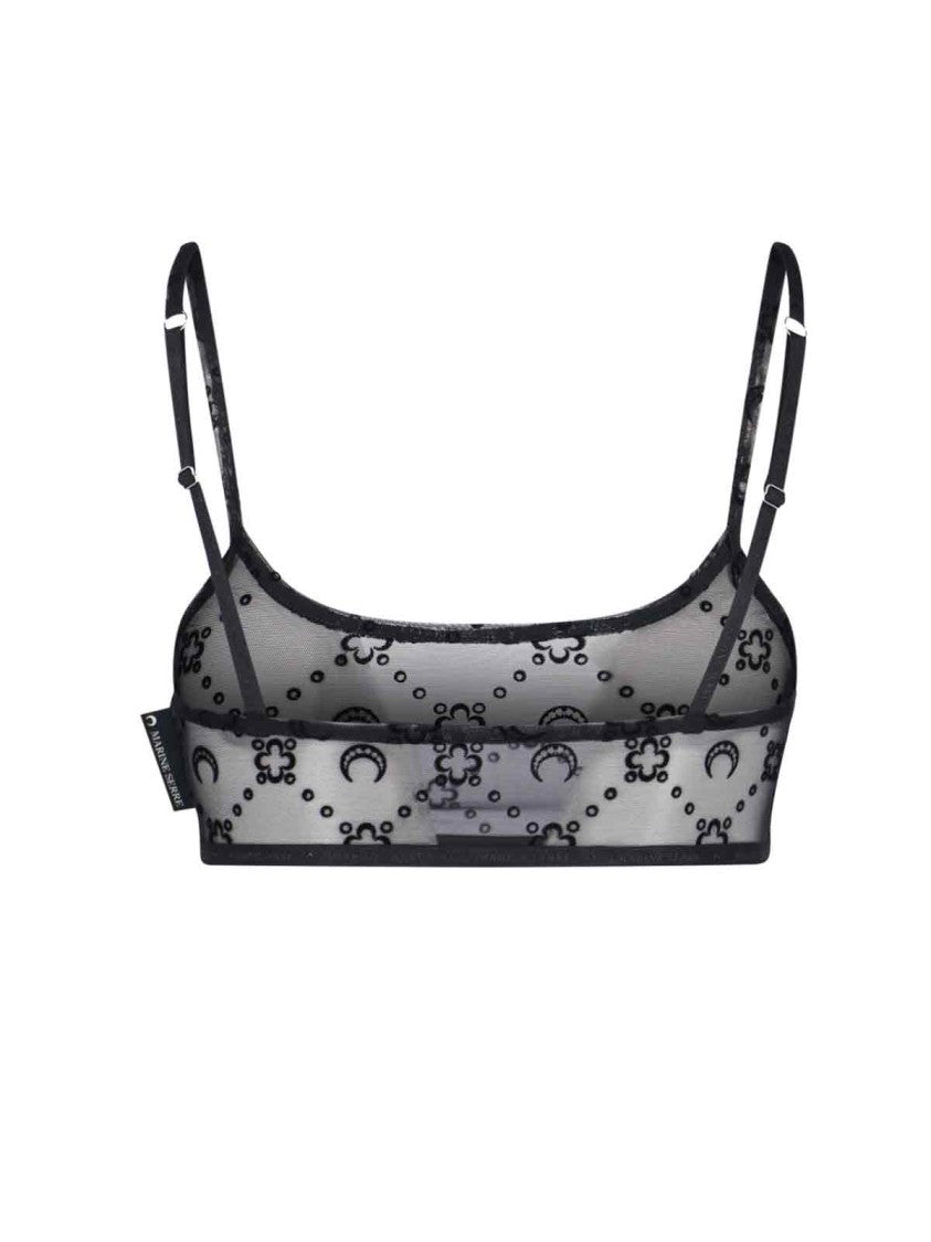 Marine Serre Black Moonogram Logo Detailing Bralette