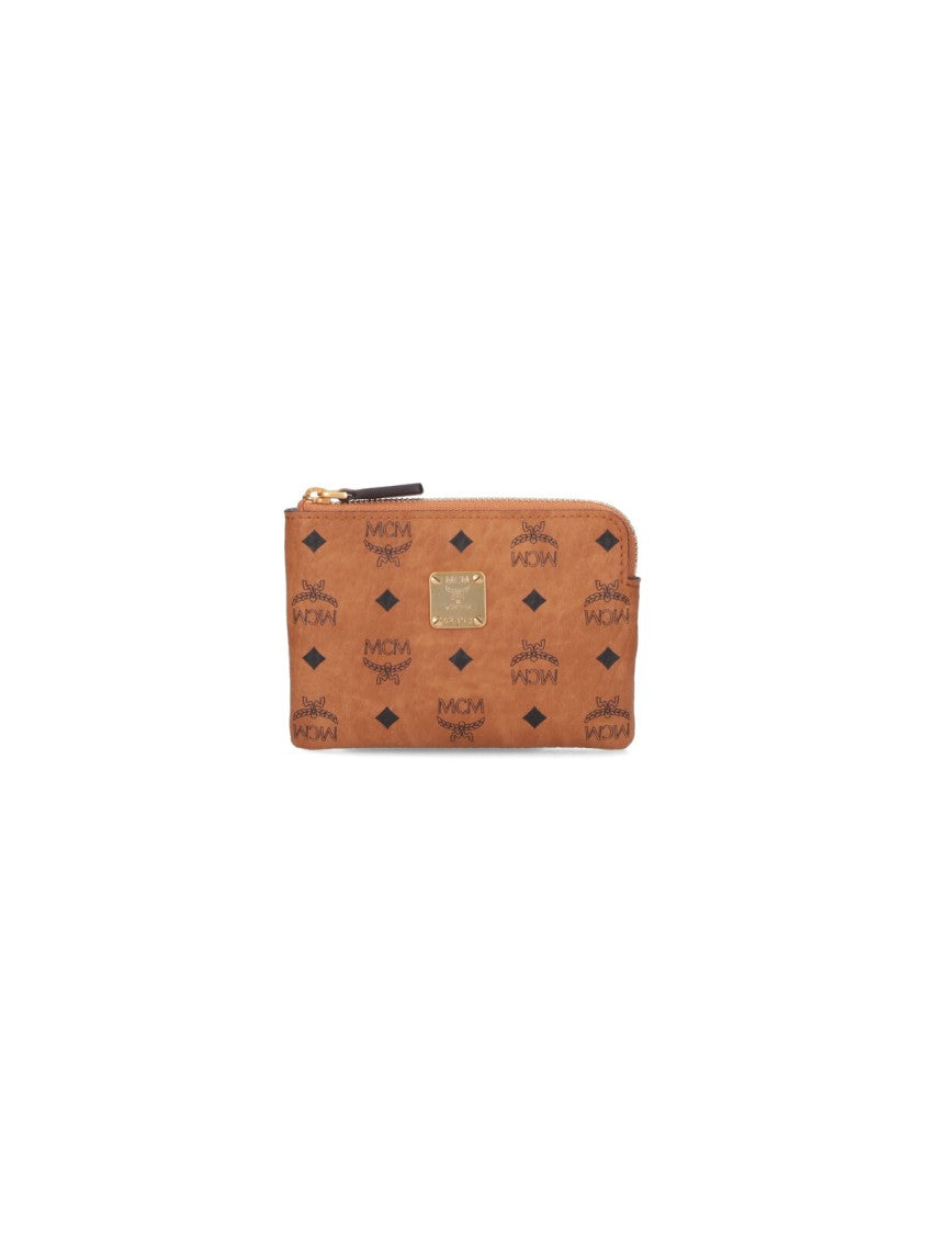 Mcm "Aren" Zip Coin Purse, In Brown "Visetos"