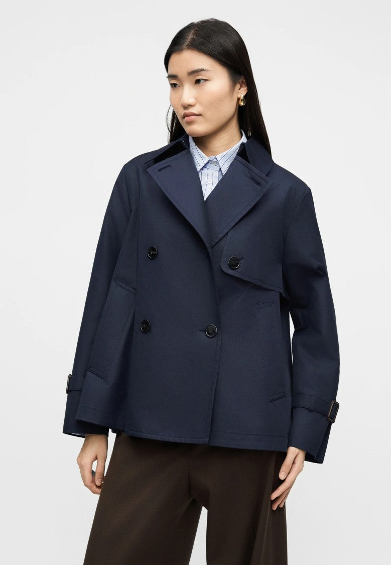 Max Mara Navy Blue Cotton Blend Rain Jacket