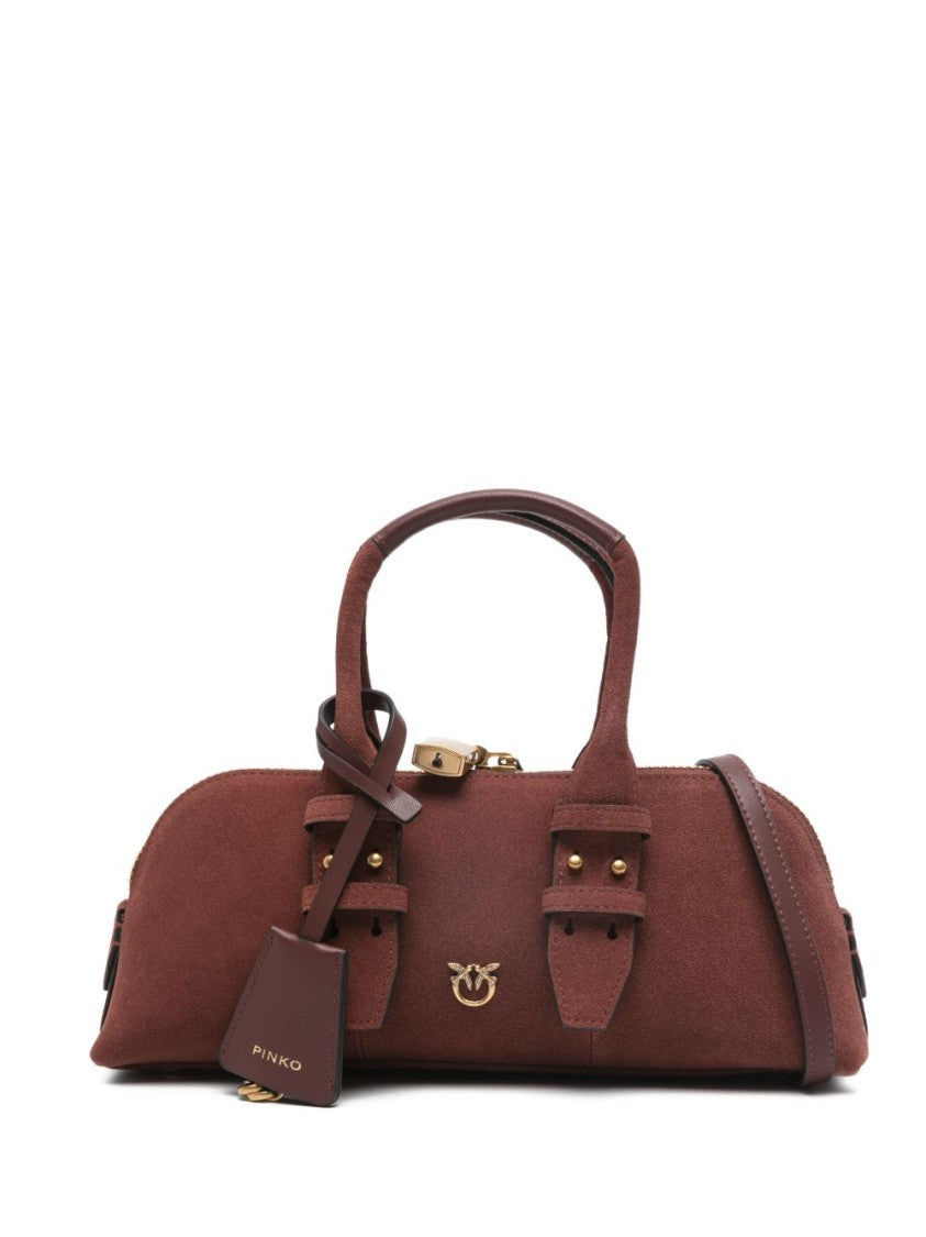 Pinko Soft Calf Leather Handbag With Gold-Tone Hardware And Subtle Studs