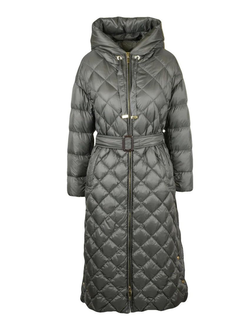 Max Mara Grey Polyamide Hooded Down Jacket