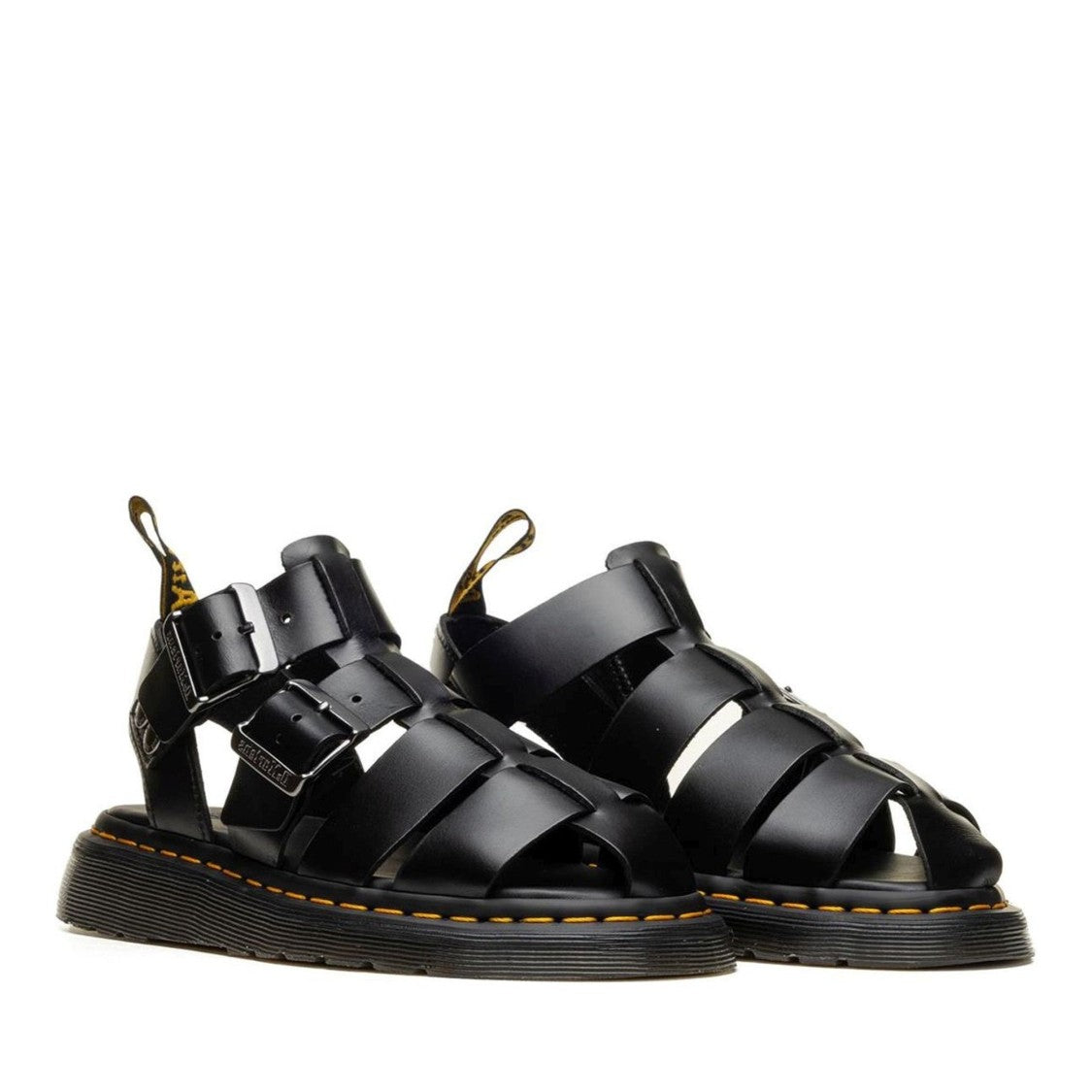 Dr. Martens Black Garin Brando Adjustable Buckles Leather Sandals