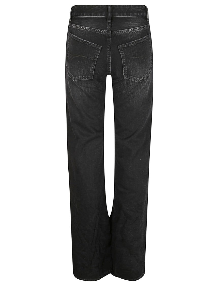 Balenciaga Mid-Rise Black Cotton Denim Trousers