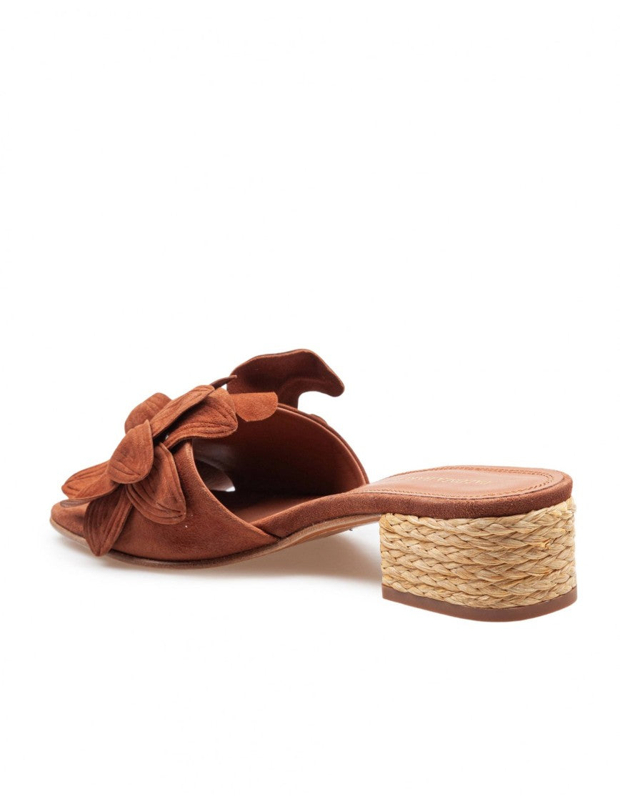 Paloma Barceló Suede Slide With Applied Flower