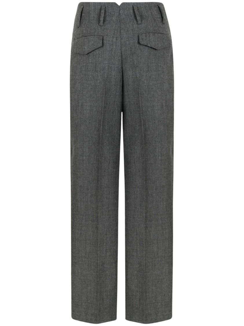 Ami Paris Grey Tailored Pleated Wool Pants