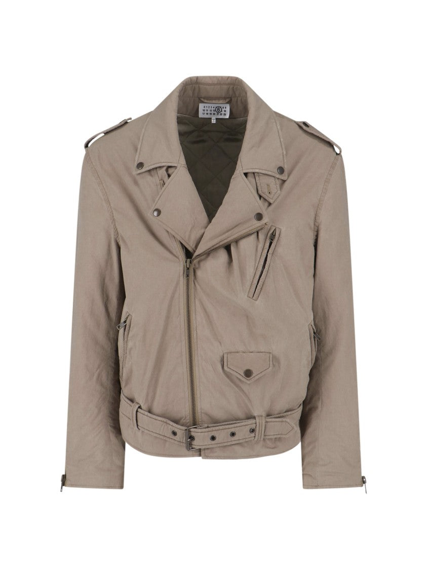 Mm6 By Maison Margiela Biker Jacket Beige