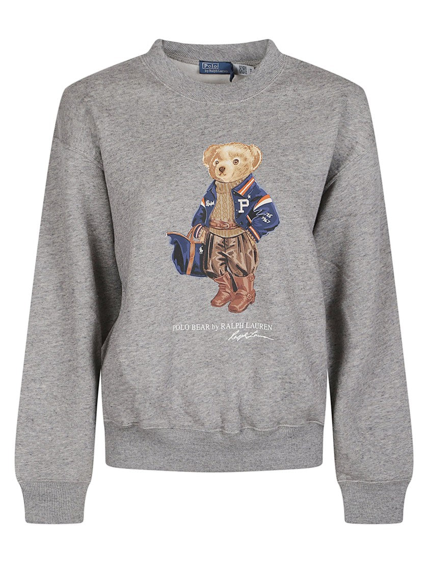 Polo Ralph Lauren Grey Bear Graphic Cotton-Blend Sweatshirt