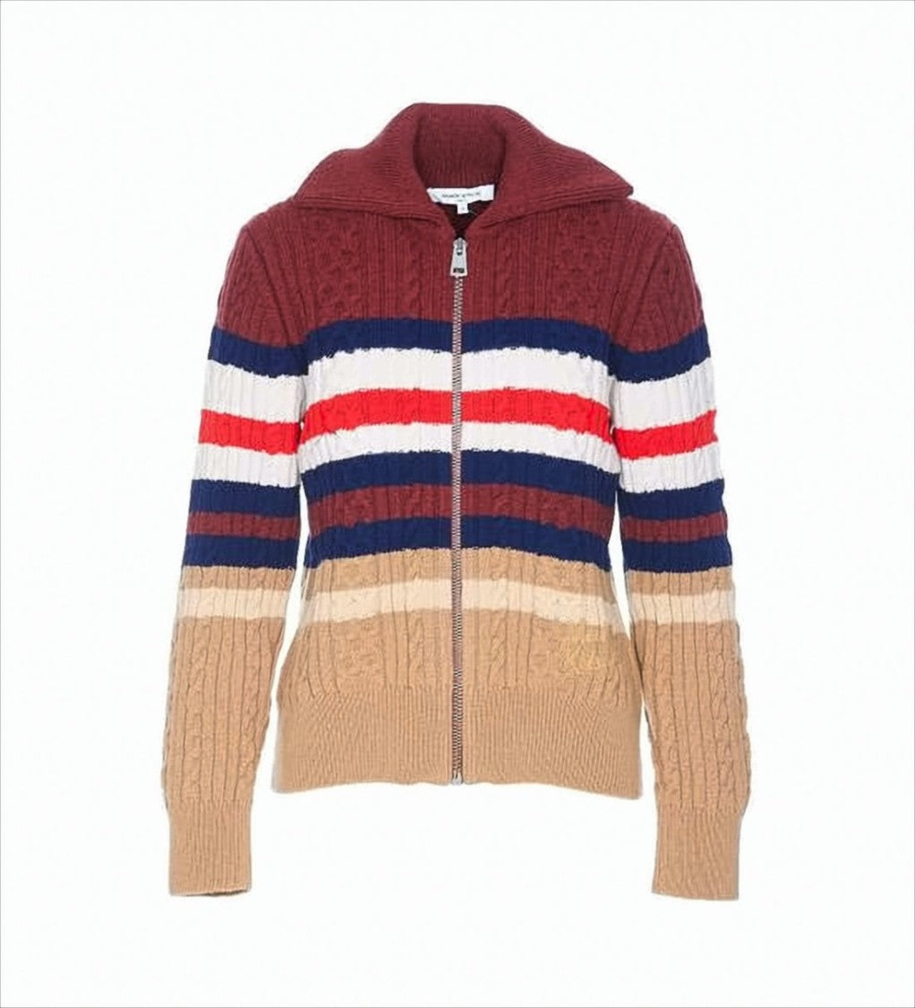Maison Kitsuné Cable Knit Cardigan With Color-Block Design
