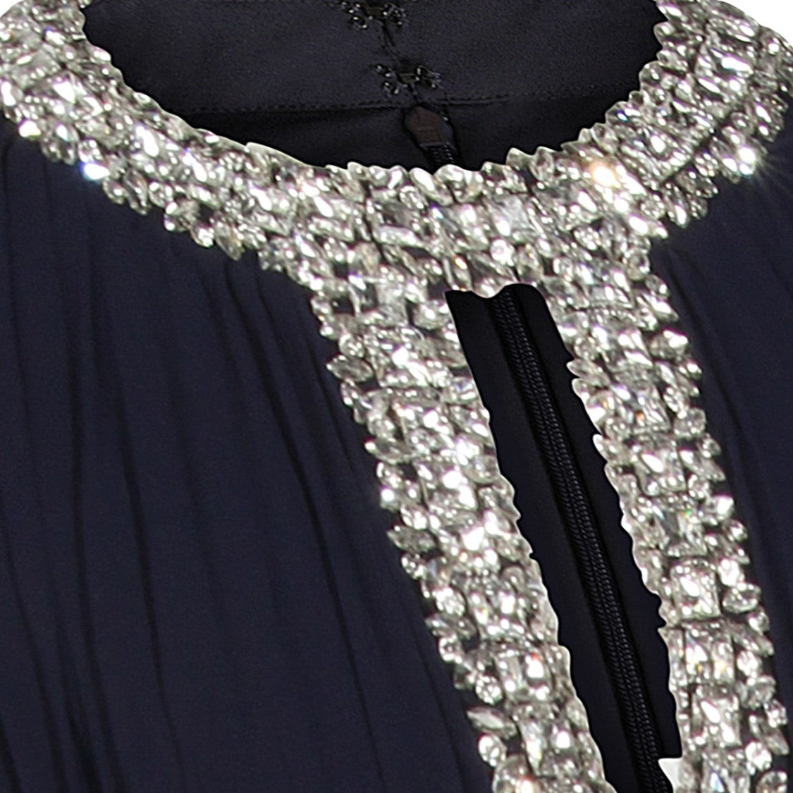 Self-Portrait Navy Crystal-Embellished Maxi Dress