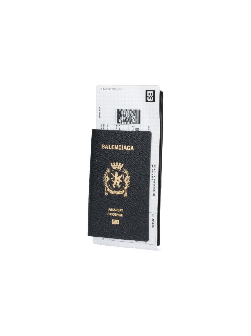 Balenciaga Black Passport Ticket Graphic Long Wallet